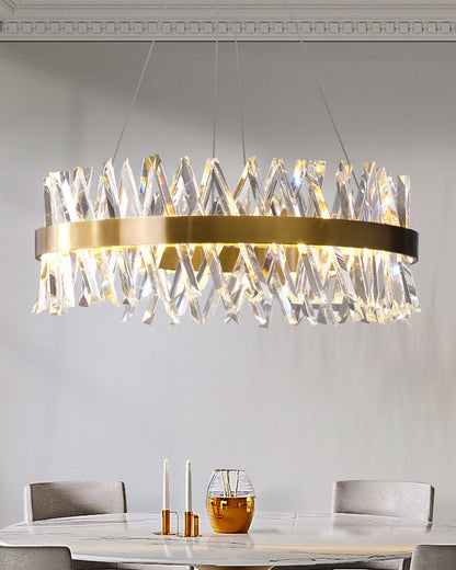 WOMO Gold Crystal Prism Round Chandelier-WM2359