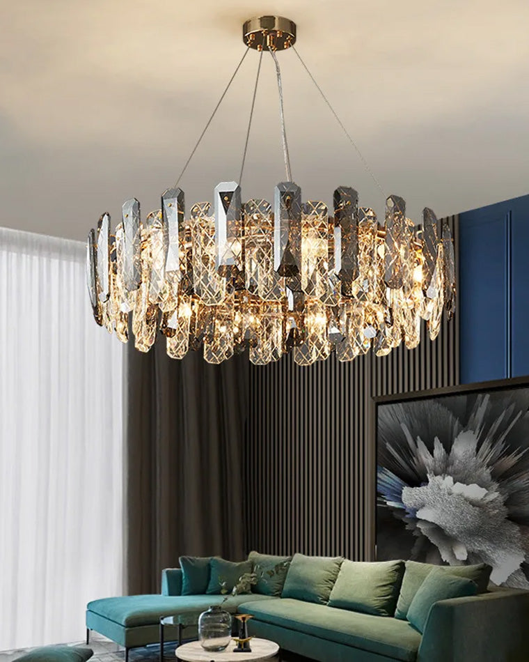 WOMO Smoked Crystal Round Chandelier-WM2363