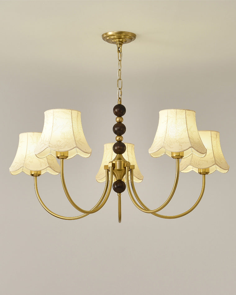 WOMO Fabric Shaded Swoop Arm Chandelier-WM2369