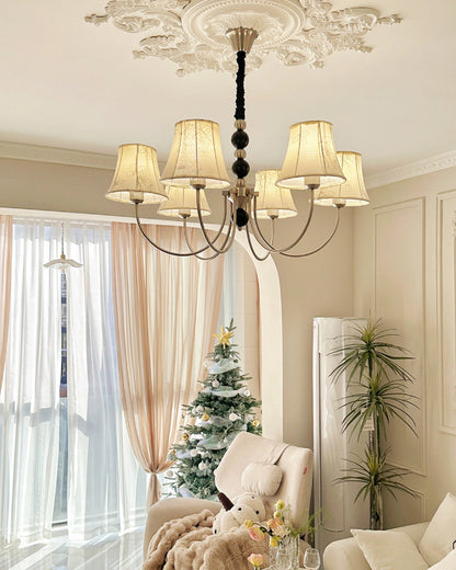 WOMO Fabric Shaded Swoop Arm Chandelier-WM2369