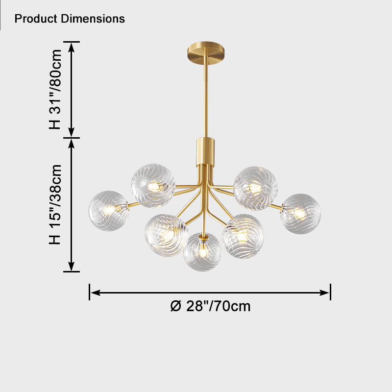 WOMO Glass Globe Brass Chandelier-WM2372