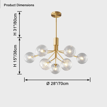 WOMO Glass Globe Brass Chandelier-WM2372