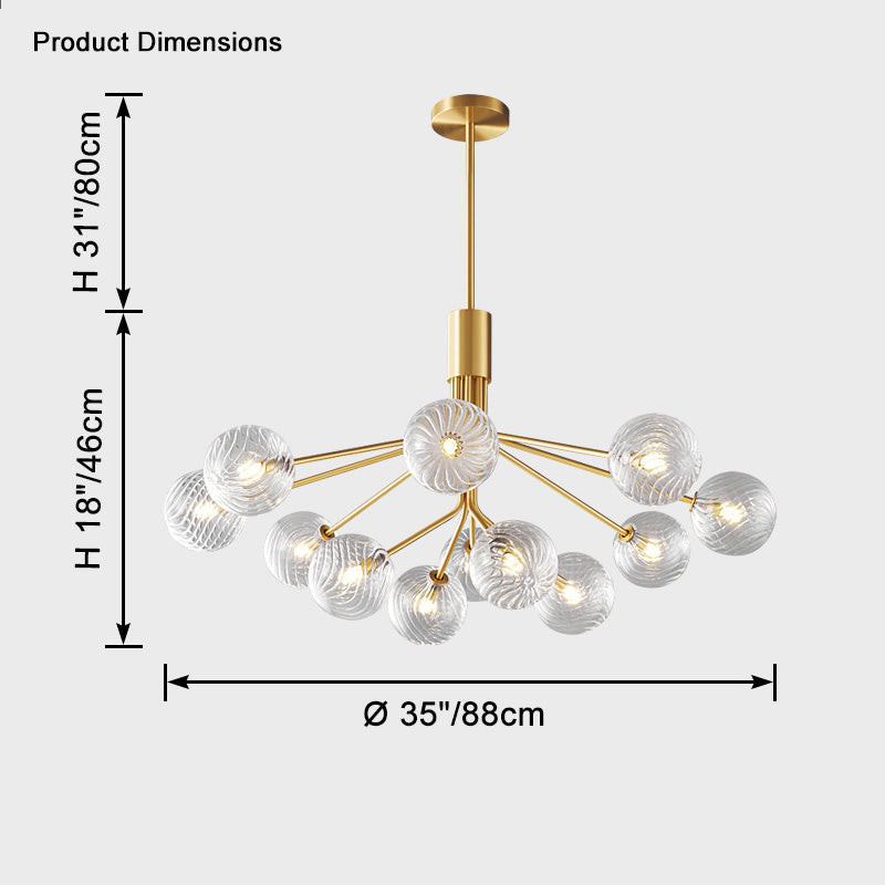 WOMO Glass Globe Brass Chandelier-WM2372