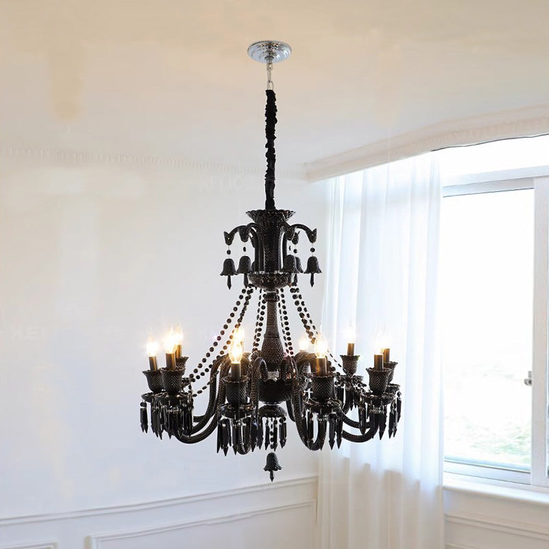 WOMO French Black Candlestic Crystal Chandelier-WM2373