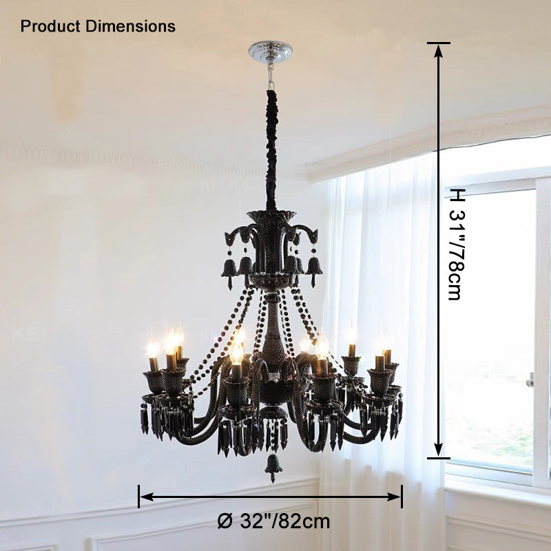 WOMO Victorian Black Candlestic Crystal Chandelier-WM2373