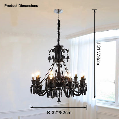 WOMO French Black Candlestic Crystal Chandelier-WM2373