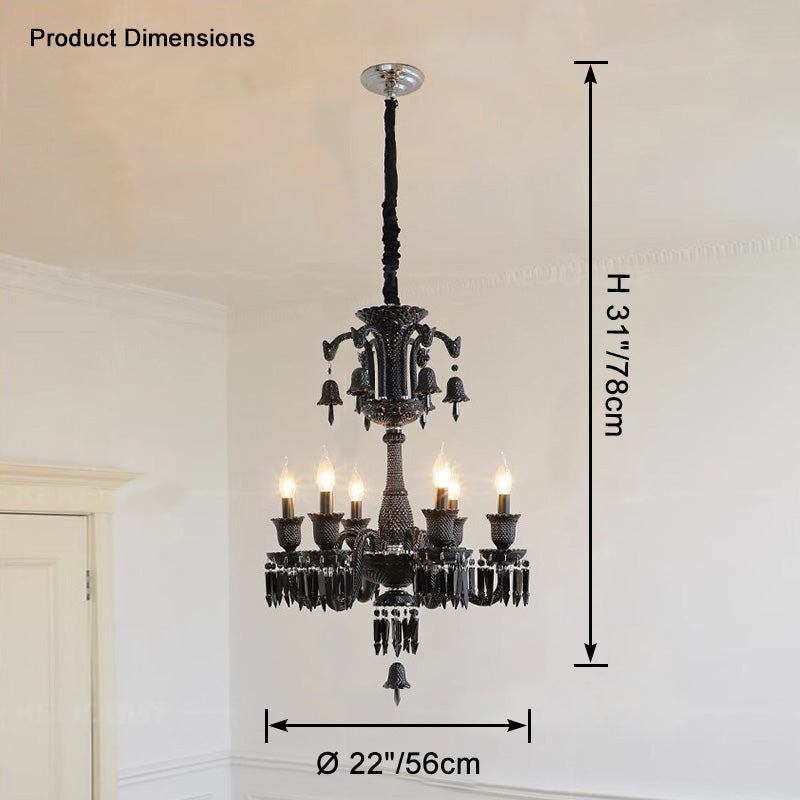 WOMO Victorian Black Candlestic Crystal Chandelier-WM2373