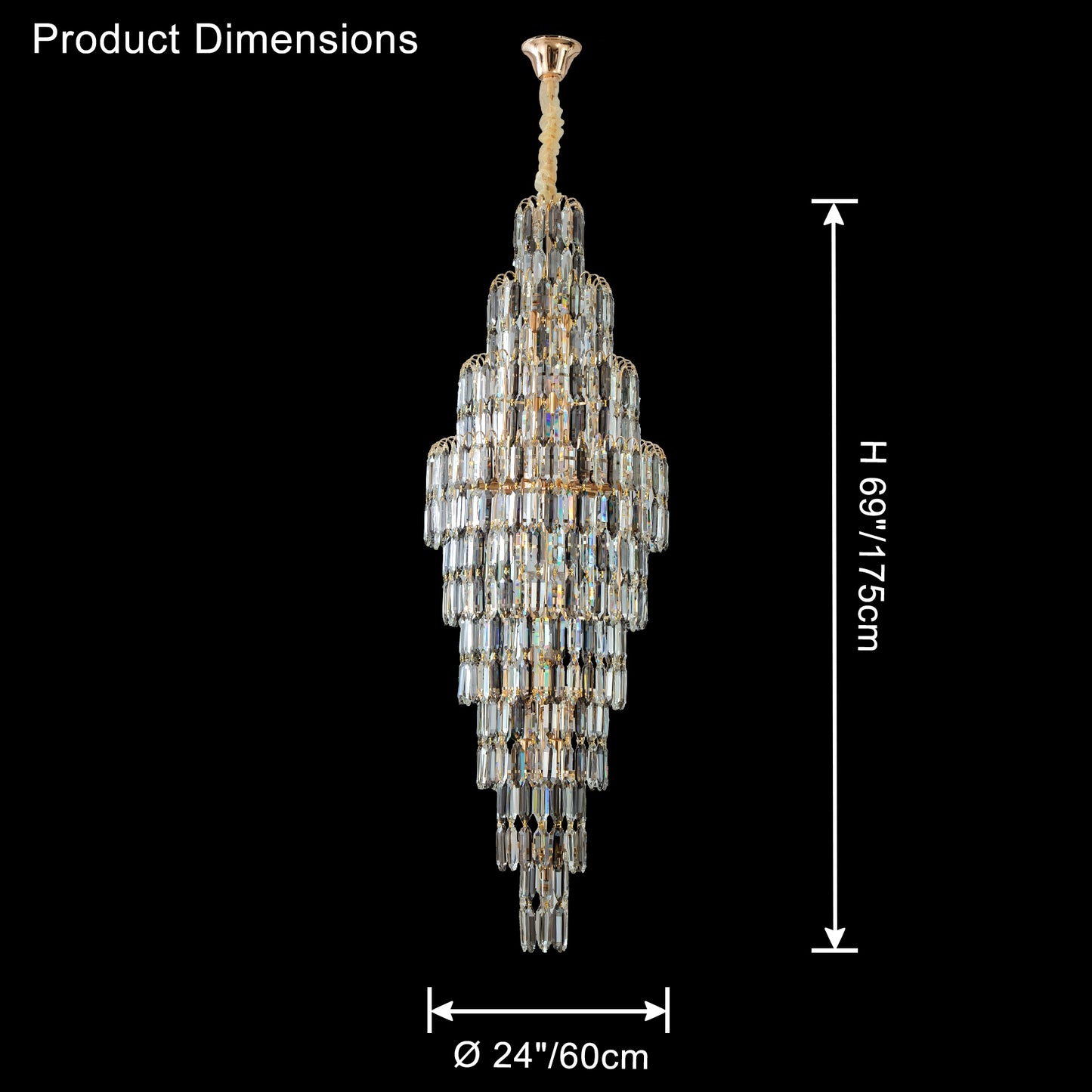 WOMO Tiered Tapers Crystal Chandelier-WM2382