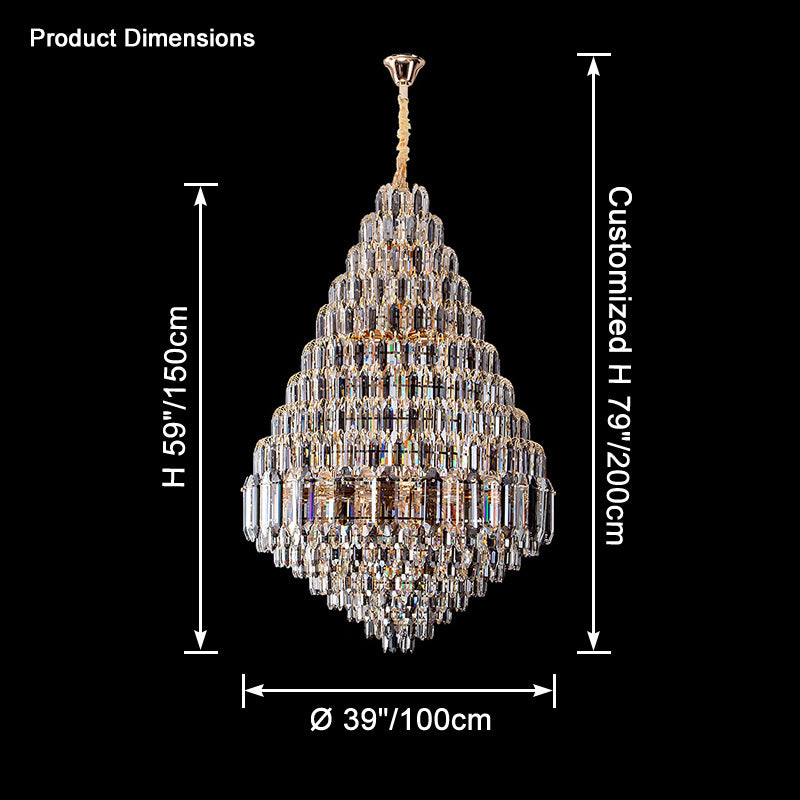 WOMO Tiered taper Crystal Foyer Chandelier-WM2384