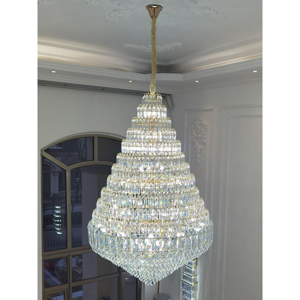 WOMO Tiered taper Crystal Foyer Chandelier-WM2384