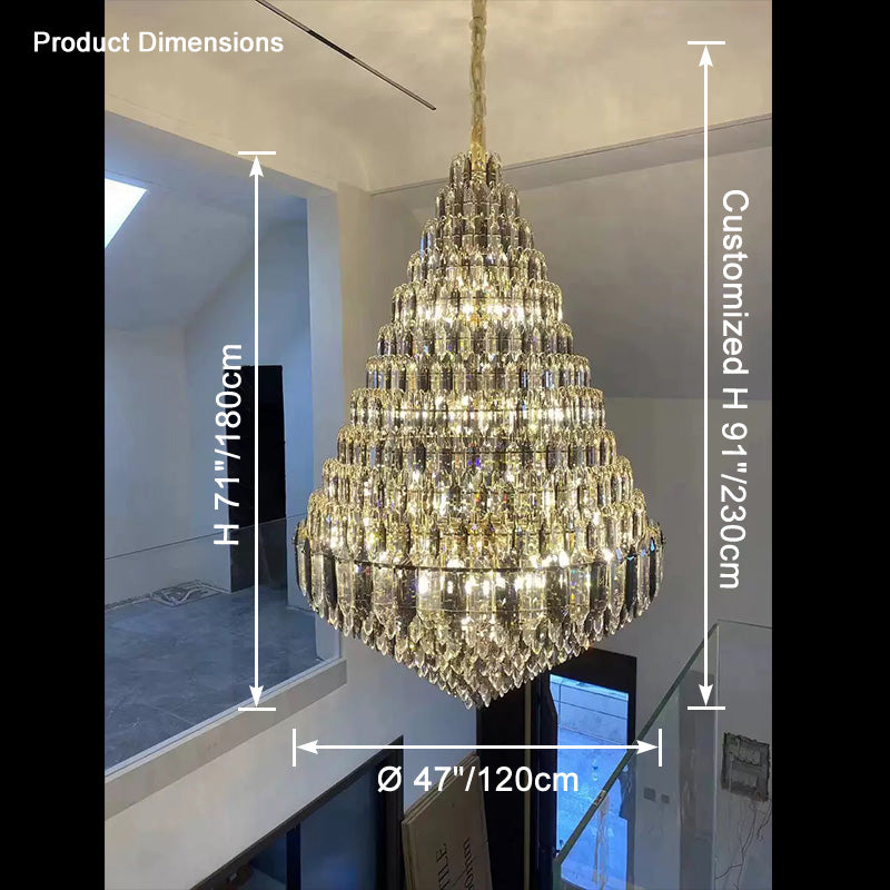 WOMO Tiered taper Crystal Foyer Chandelier-WM2384