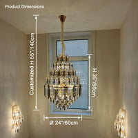 WOMO Tiered taper Crystal Foyer Chandelier-WM2384