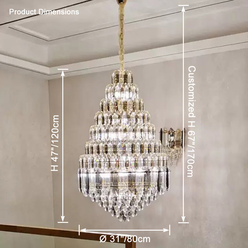 WOMO Tiered taper Crystal Foyer Chandelier-WM2384