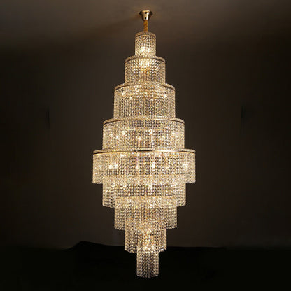 WOMO Tiered Crystal Foyer Chandelier-WM2386