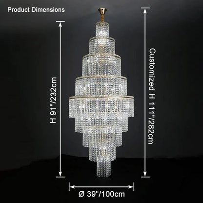 WOMO Tiered Crystal Foyer Chandelier-WM2386