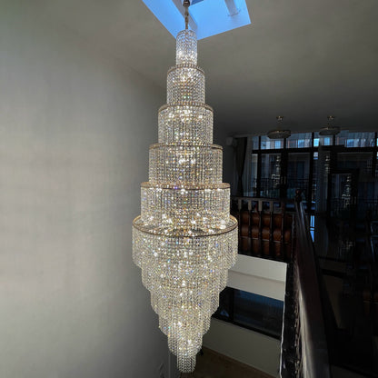 WOMO Tiered Crystal Foyer Chandelier-WM2386