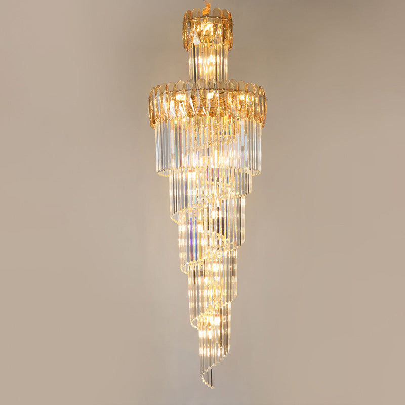 WOMO Long Tiered Crystal Chandelier-WM2387