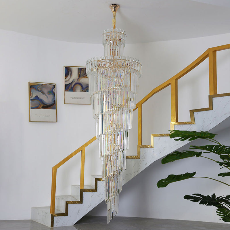 WOMO Long Tiered Crystal Chandelier-WM2387