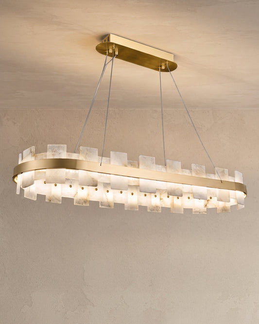 WOMO Gold Alabaster Round Chandelier-WM2394