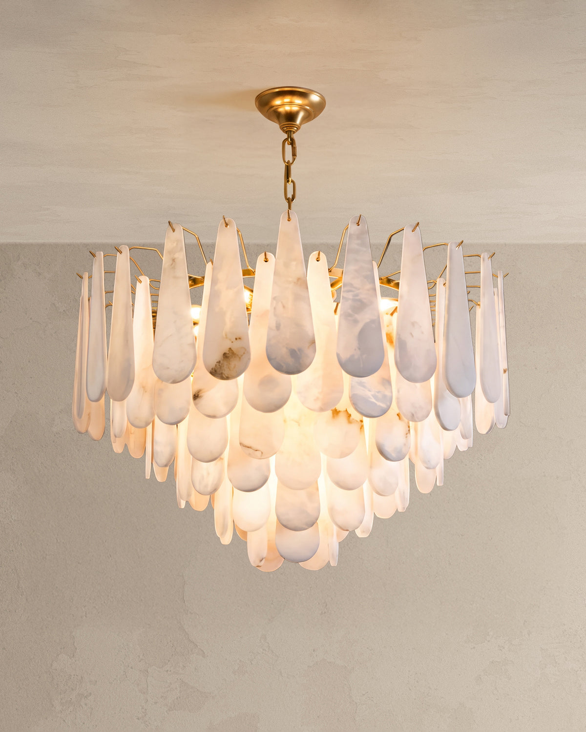 WOMO Tiered Raindrop Alabaster Chandelier-WM2395
