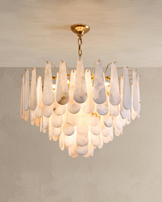 WOMO Tiered Raindrop Alabaster Chandelier-WM2395