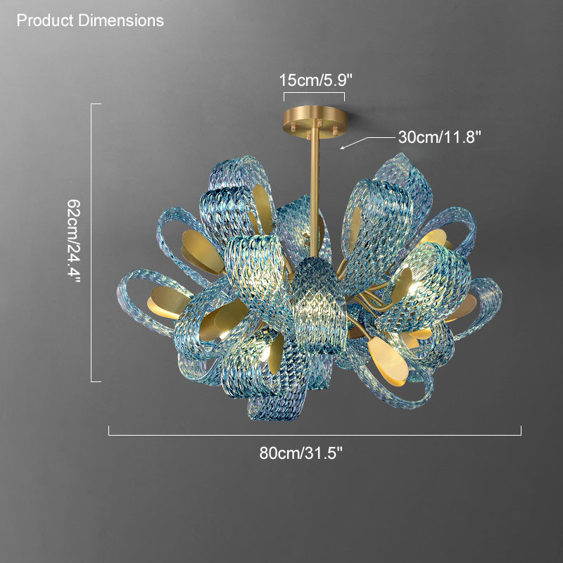 WOMO Peacock Blue Art Glass Chandelier-WM2213