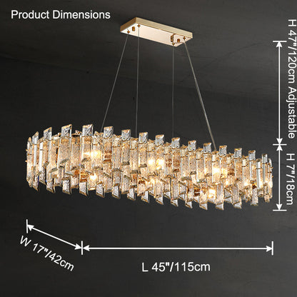 WOMO Gold Crystal Long Oval Chandelier-WM2403