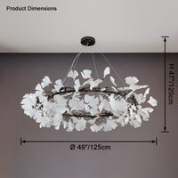 Dimension diagram for the black WM2414 chandelier showing a 49-inch diameter.