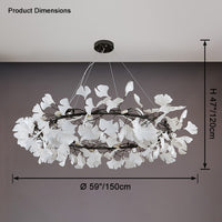 Dimension diagram for the black WM2414 chandelier showing a 59-inch diameter.