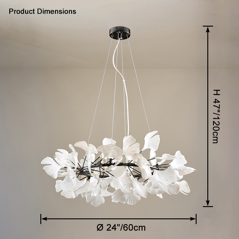 Dimension diagram for the black WM2414 chandelier showing a 24-inch diameter.