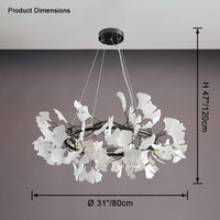 Dimension diagram for the black WM2414 chandelier showing a 31-inch diameter.