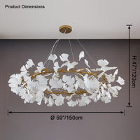 Dimension diagram for the gold WM2414 chandelier showing a 59-inch diameter.