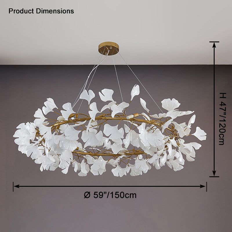 Dimension diagram for the gold WM2414 chandelier showing a 59-inch diameter.