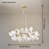 Dimension diagram for the gold WM2414 chandelier showing a 24-inch diameter.