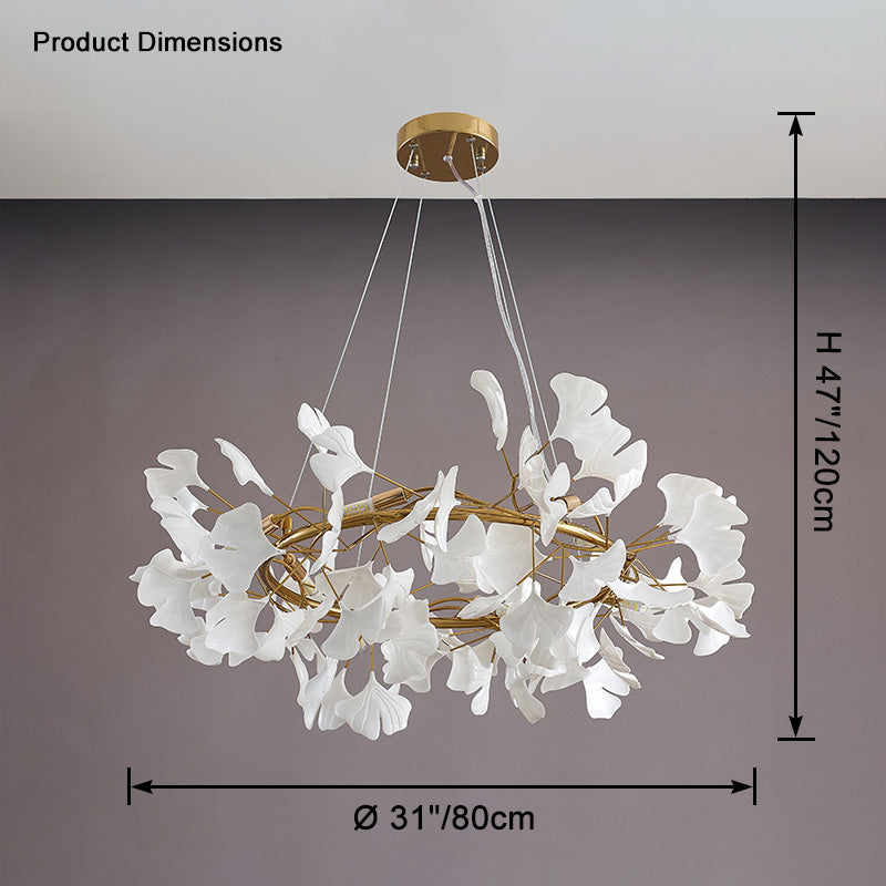 Dimension diagram for the gold WM2414 chandelier showing a 31-inch diameter.