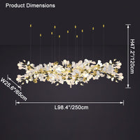 WOMO Gingko Long Linear Chandelier-WM2426