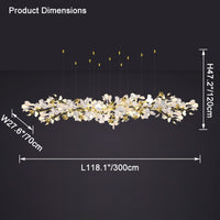 WOMO Gingko Long Linear Chandelier-WM2426