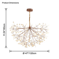 WM2439 47-inch branch chandelier dimensions showing a 47-inch diameter and 24-inch body height for considered large-room placement.