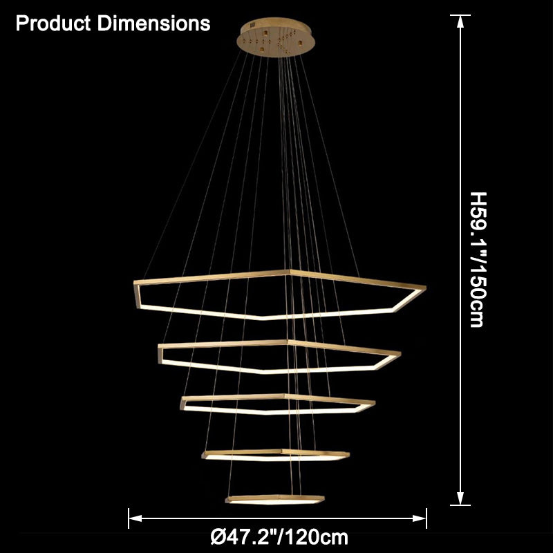 WOMO Tiered Hexagon Led Chandelier-WM2463