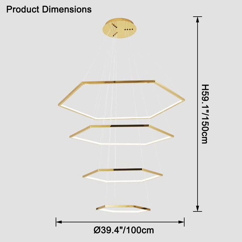 WOMO Tiered Hexagon Led Chandelier-WM2463