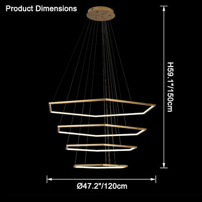 WOMO Tiered Hexagon Led Chandelier-WM2463