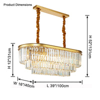 WOMO Tiered Oval Crystal Chandelier-WM2489
