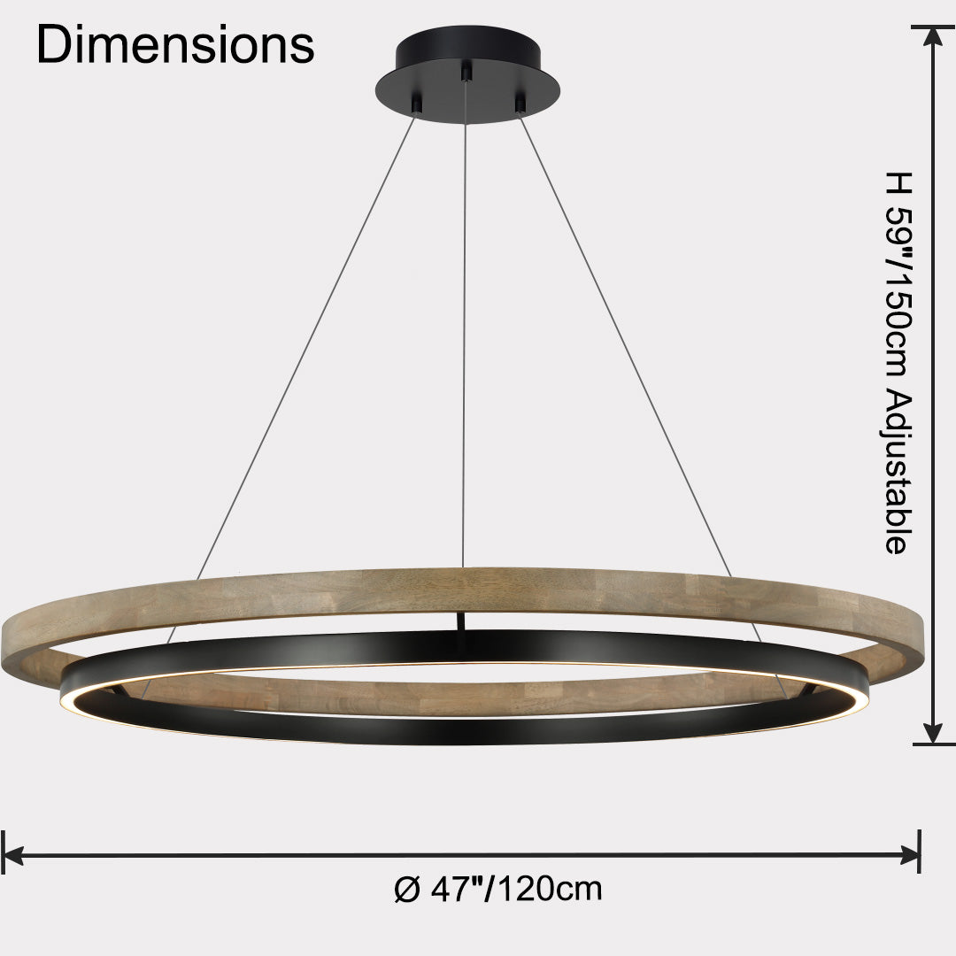 WOMO Wood Circular Led Chandelier-WM2492