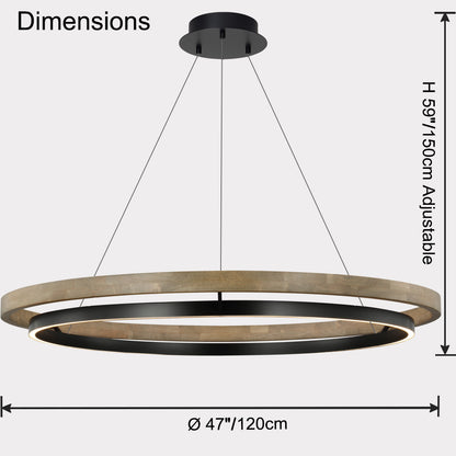 WOMO Wood Circular Led Chandelier-WM2492