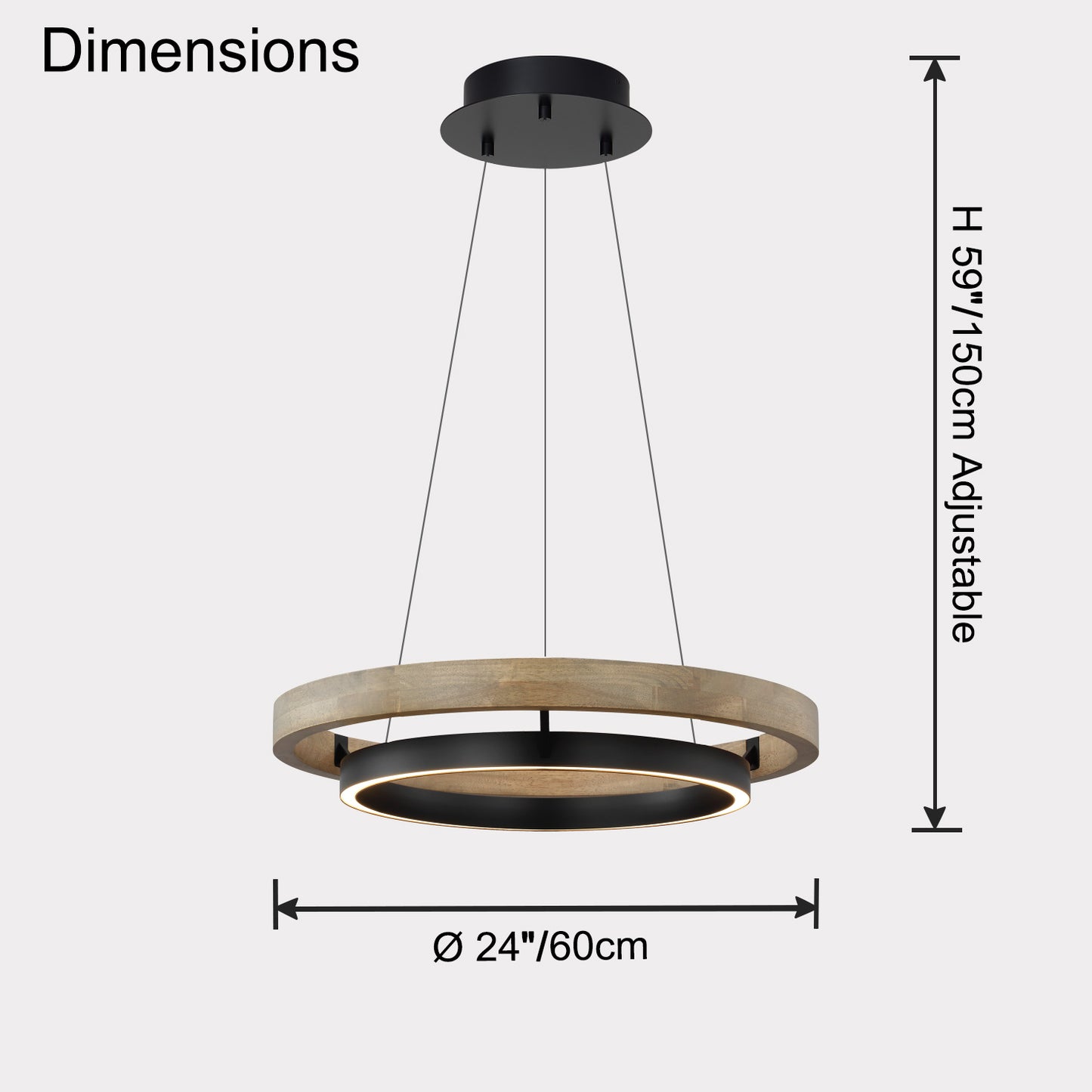 WOMO Wood Circular Led Chandelier-WM2492