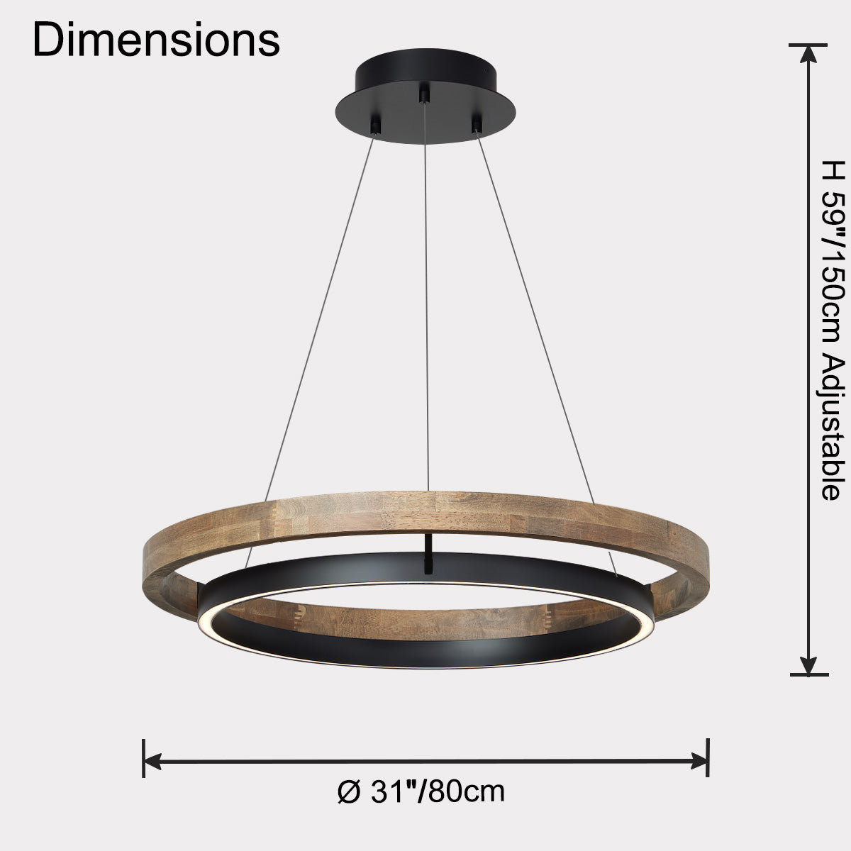 WOMO Wood Circular Led Chandelier-WM2492