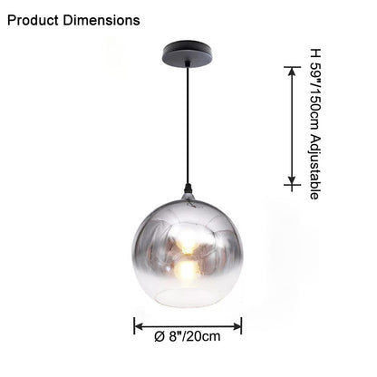 WOMO Coloured Glass Globe Pendant Light-WM2500