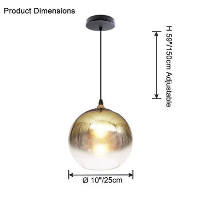 WOMO Coloured Glass Globe Pendant Light-WM2500