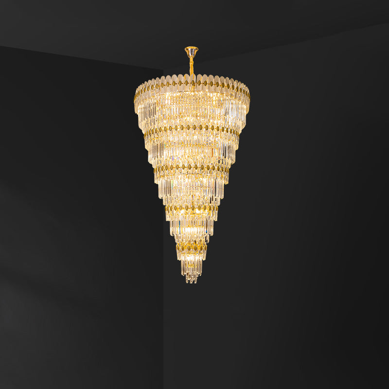 WOMO Tiered Tapered Gold Crystal Chandelier-WM2533