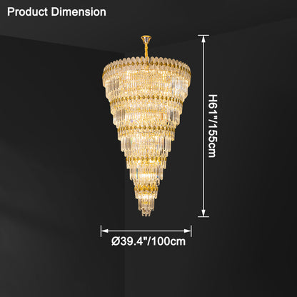 WOMO Tiered Tapered Gold Crystal Chandelier-WM2533